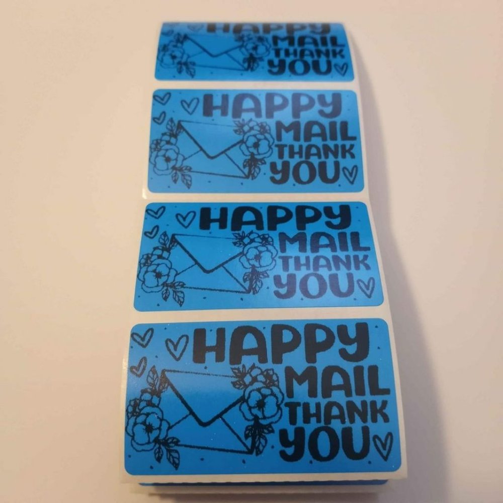 💙100 Happy Mail- Shipping Labels Thermal Packaging Stickers 2.25"x1.25"💙